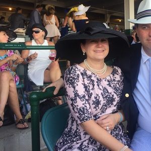 COPY - Kentucky Derby Dress Light, pink, and black pattern. Size 14